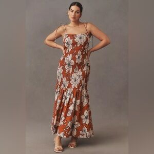 Dhruv Kapoor Smocked Flounce-Hem Dress NWT